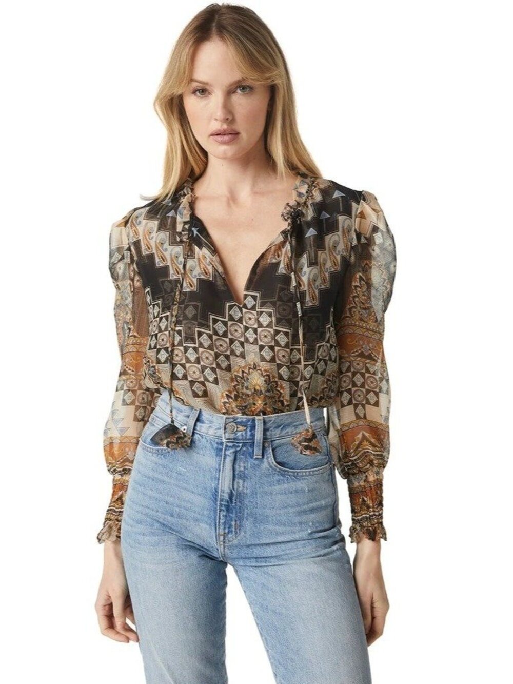 MISA Los Angeles Size XS  Top Blouse Long Sleeve Peasant Top